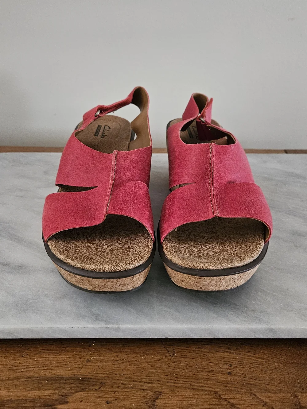 Women’s Clarks Red Cork Wedge Sandals